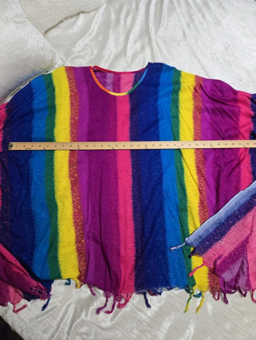 Vibrant Rainbow Striped Poncho OS NWOT!!